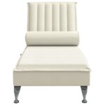 Chaise longue de massage avec traversin crème velours – Image 2