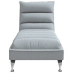 Chaise longue avec coussins gris clair tissu – Image 2