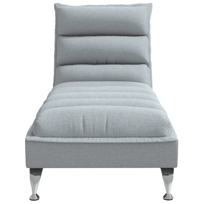 Chaise longue avec coussins gris clair tissu – Image 2