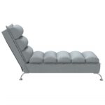 Chaise longue avec coussins gris clair tissu – Image 3