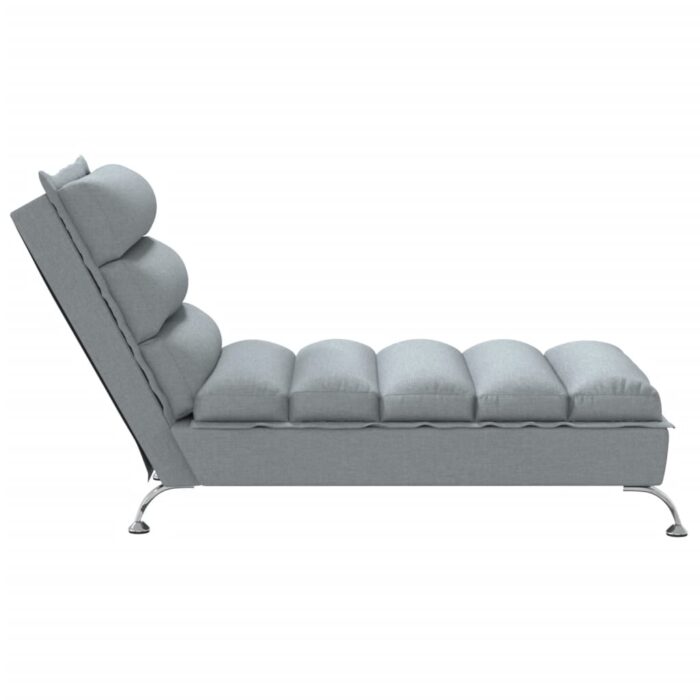 Chaise longue avec coussins gris clair tissu – Image 3