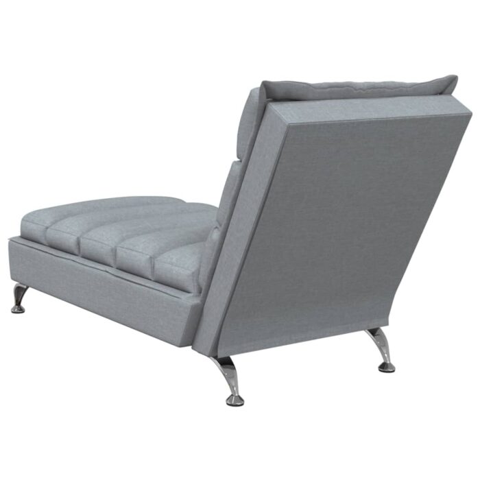 Chaise longue avec coussins gris clair tissu – Image 4
