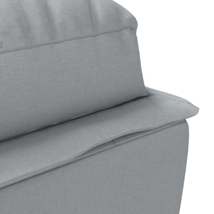 Chaise longue avec coussins gris clair tissu – Image 5