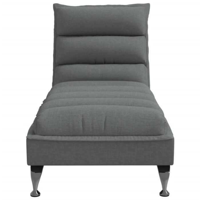 Chaise longue avec coussins gris foncé tissu – Image 2