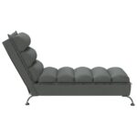Chaise longue avec coussins gris foncé tissu – Image 3