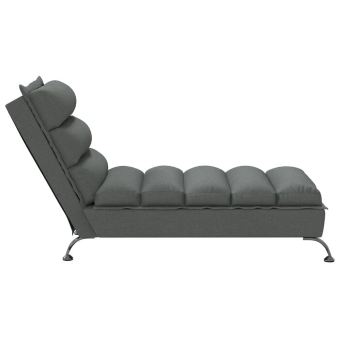 Chaise longue avec coussins gris foncé tissu – Image 3