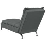 Chaise longue avec coussins gris foncé tissu – Image 4