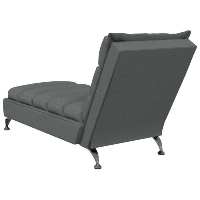 Chaise longue avec coussins gris foncé tissu – Image 4