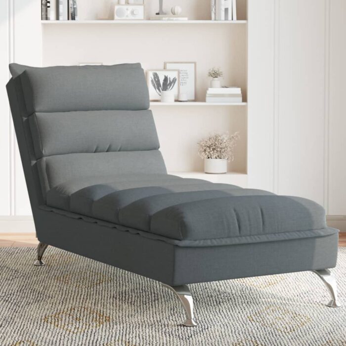 Chaise longue avec coussins gris foncé tissu – Image 1