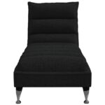 Chaise longue avec coussins noir tissu – Image 2