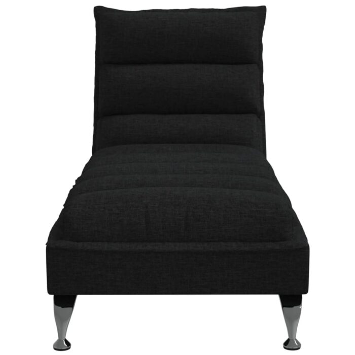 Chaise longue avec coussins noir tissu – Image 2