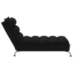 Chaise longue avec coussins noir tissu – Image 3
