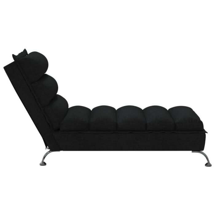 Chaise longue avec coussins noir tissu – Image 3