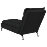 Chaise longue avec coussins noir tissu – Image 4