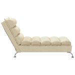 Chaise longue avec coussins crème tissu – Image 3