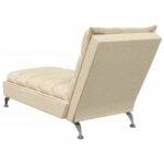 Chaise longue avec coussins crème tissu – Image 4