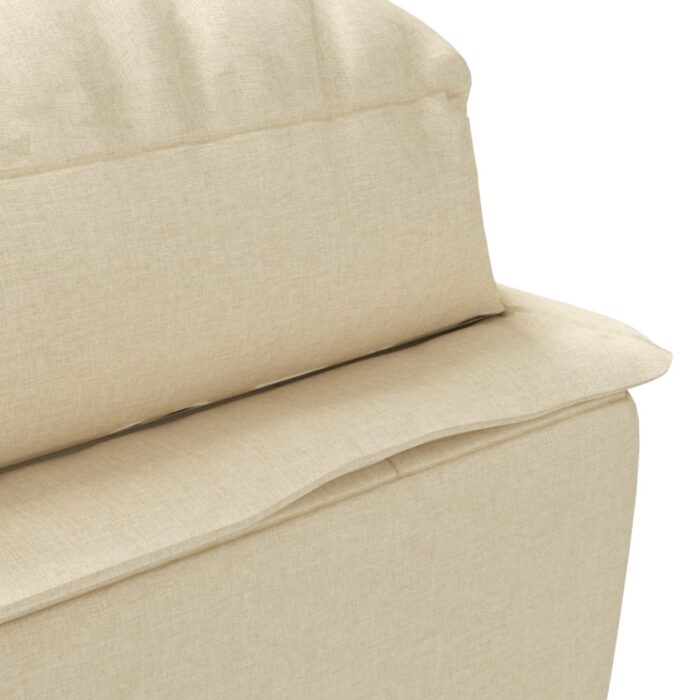 Chaise longue avec coussins crème tissu – Image 5