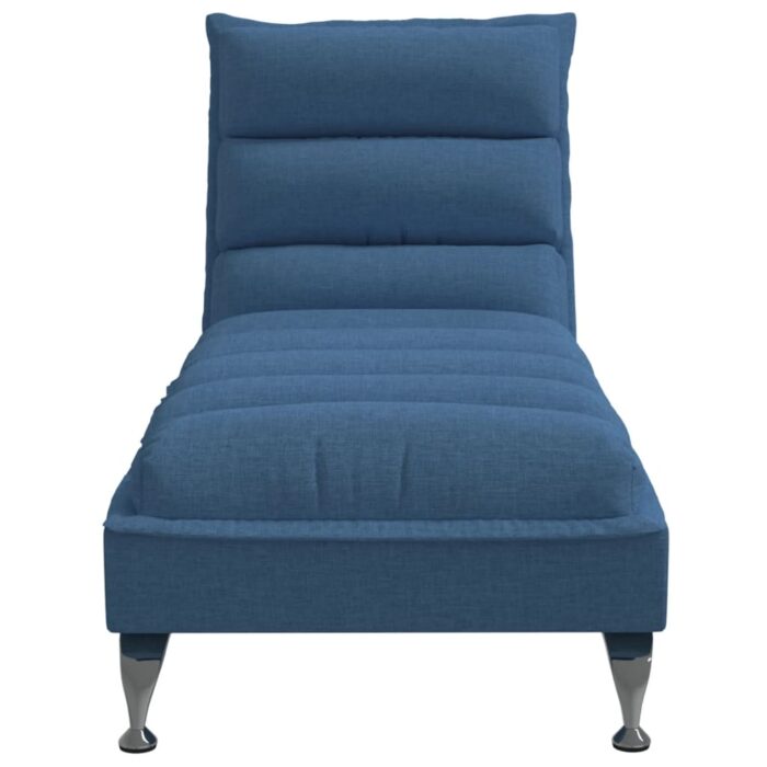 Chaise longue avec coussins bleu tissu – Image 2