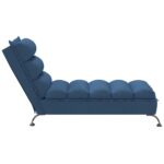Chaise longue avec coussins bleu tissu – Image 3
