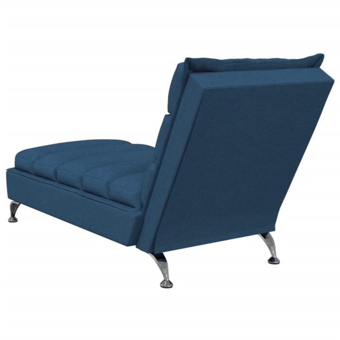 Chaise longue avec coussins bleu tissu – Image 4
