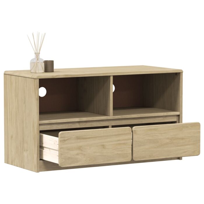 Meuble TV SAUDA chêne 99x43x55 cm bois de pin massif – Image 1