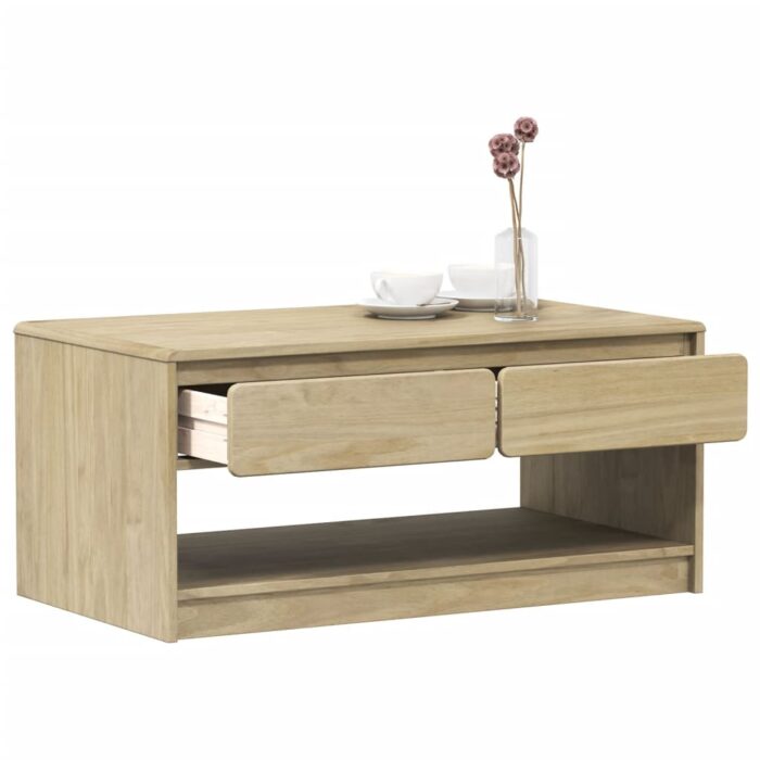 Table basse SAUDA chêne 99x55x45 cm bois de pin massif – Image 1