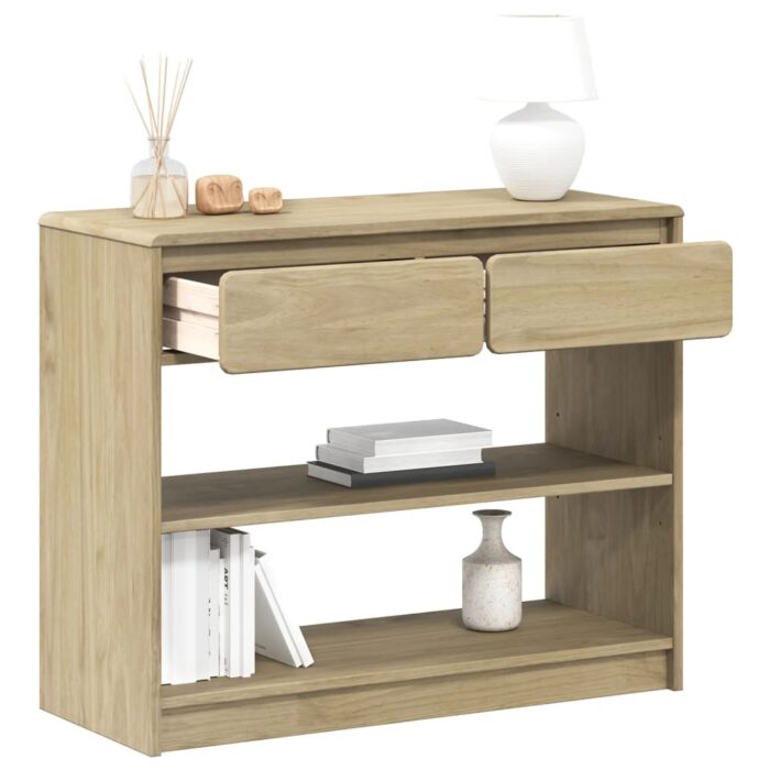 Table console SAUDA chêne 89,5x36,5x73 cm bois de pin massif – Image 1