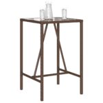 Table de bar d’extérieur marron 70x70x110 cm résine tressée – Image 2