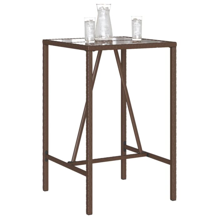Table de bar d’extérieur marron 70x70x110 cm résine tressée – Image 2