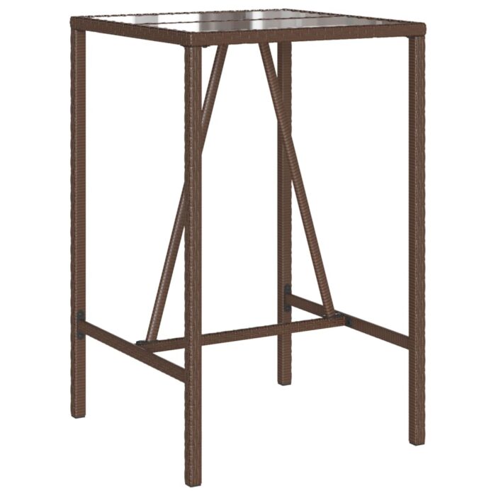 Table de bar d’extérieur marron 70x70x110 cm résine tressée – Image 5