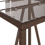 Table de bar d’extérieur marron 70x70x110 cm résine tressée – Image 7
