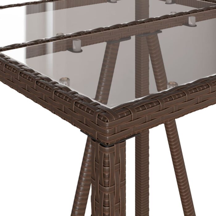 Table de bar d’extérieur marron 70x70x110 cm résine tressée – Image 7