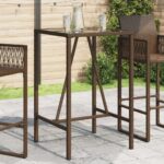 Table de bar d’extérieur marron 70x70x110 cm résine tressée