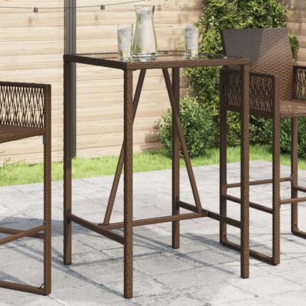 Table de bar d’extérieur marron 70x70x110 cm résine tressée