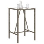 Table de bar d’extérieur gris 70x70x110 cm poly rotin – Image 2