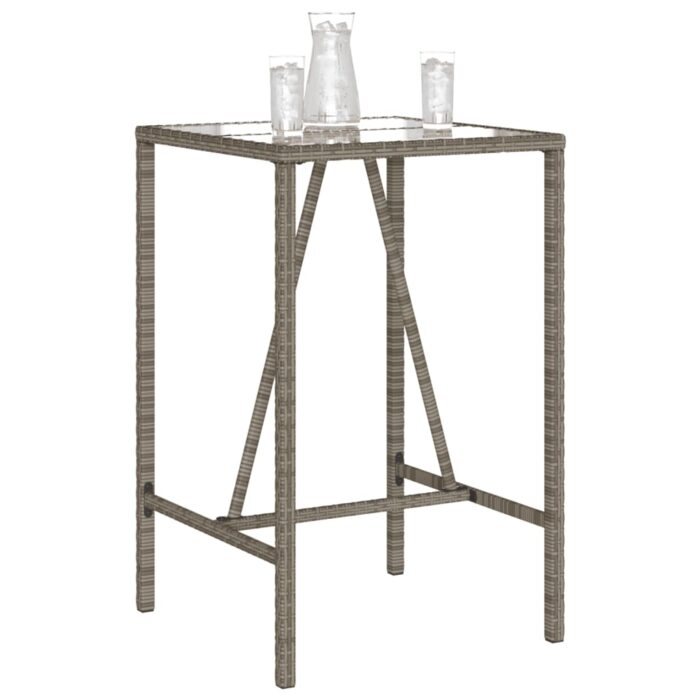 Table de bar d’extérieur gris 70x70x110 cm poly rotin – Image 2