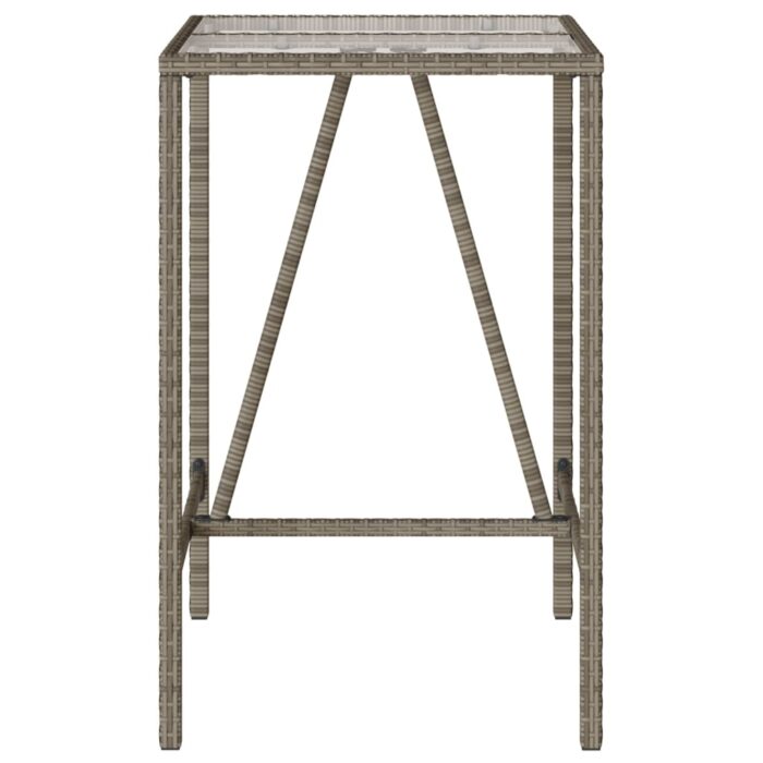 Table de bar d’extérieur gris 70x70x110 cm poly rotin – Image 3