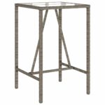 Table de bar d’extérieur gris 70x70x110 cm poly rotin – Image 5