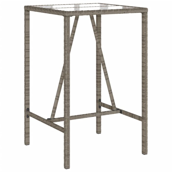 Table de bar d’extérieur gris 70x70x110 cm poly rotin – Image 5