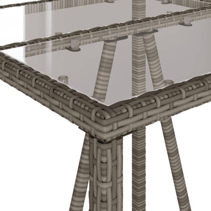 Table de bar d’extérieur gris 70x70x110 cm poly rotin – Image 7
