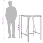 Table de bar d’extérieur gris 70x70x110 cm poly rotin – Image 8