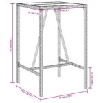 Table de bar d’extérieur gris 70x70x110 cm poly rotin – Image 9