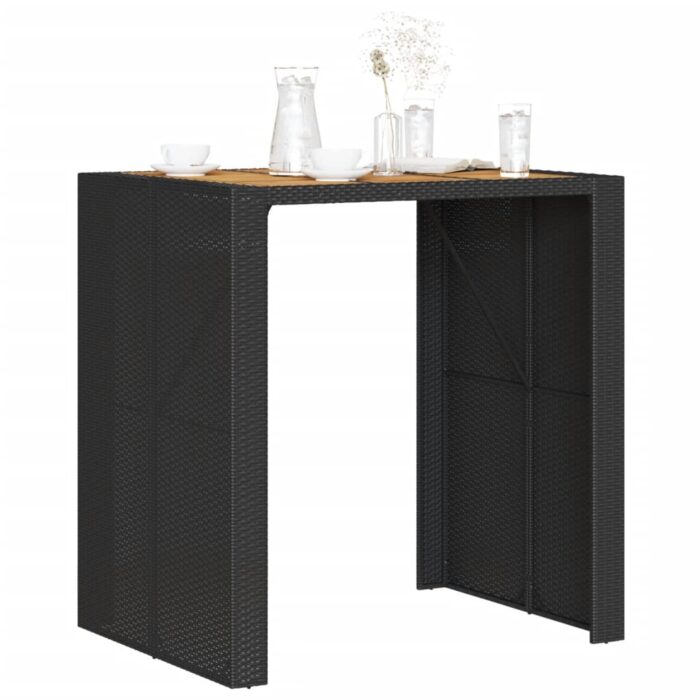 Table de bar de jardin et dessus en bois acacia résine tressée – Image 2