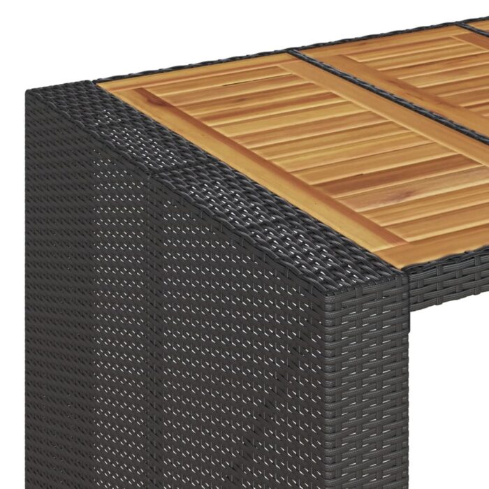 Table de bar de jardin et dessus en bois acacia résine tressée – Image 7