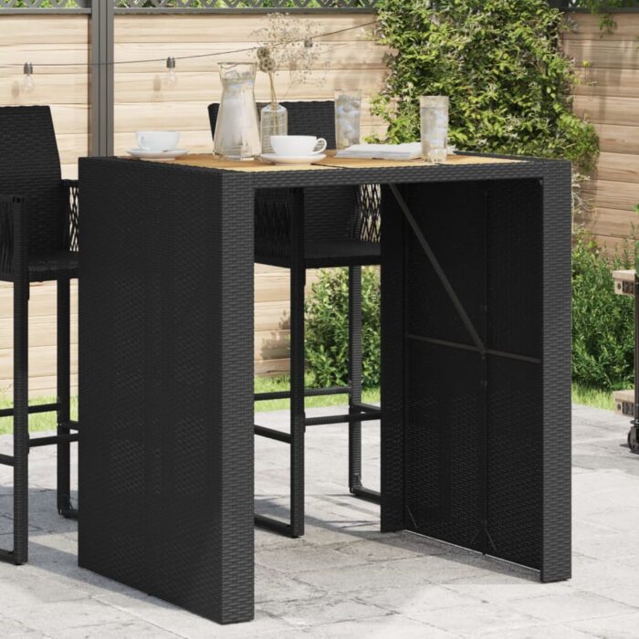 Table de bar de jardin et dessus en bois acacia résine tressée – Image 1