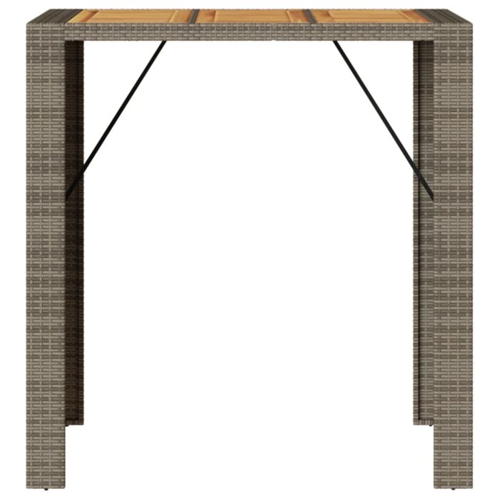 Table de bar de jardin et dessus en bois acacia résine tressée – Image 3