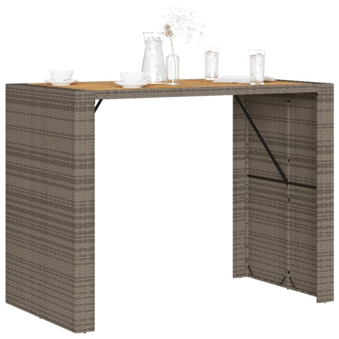 Table de bar de jardin et dessus en bois acacia résine tressée – Image 2