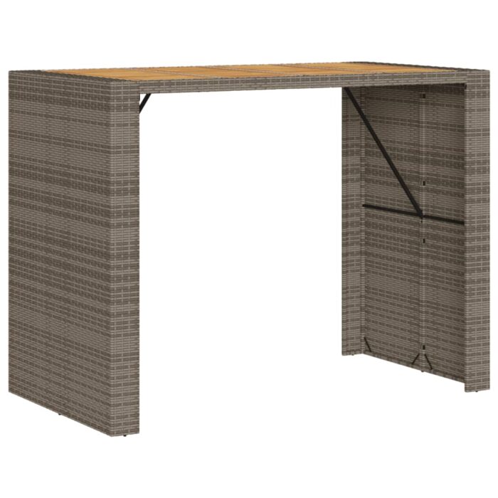 Table de bar de jardin et dessus en bois acacia résine tressée – Image 5