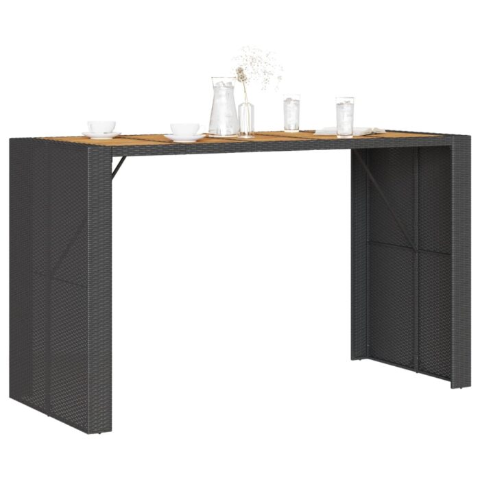 Table de bar de jardin et dessus en bois acacia résine tressée – Image 2