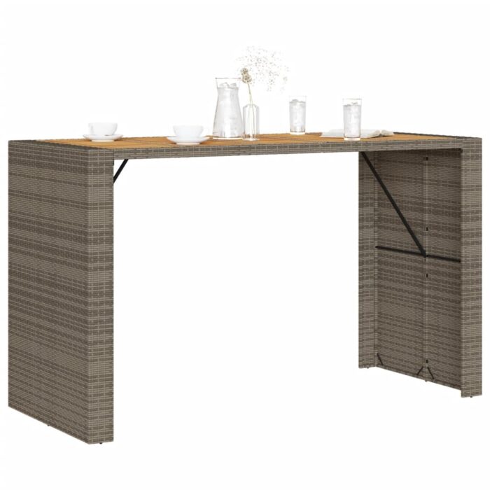 Table de bar de jardin et dessus en bois acacia résine tressée – Image 2